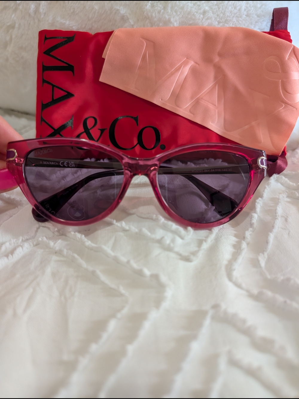 MAX&Co. 5471B Cat Eye Pink Frame Gray Tinted Lenses UV400 Sunglasses